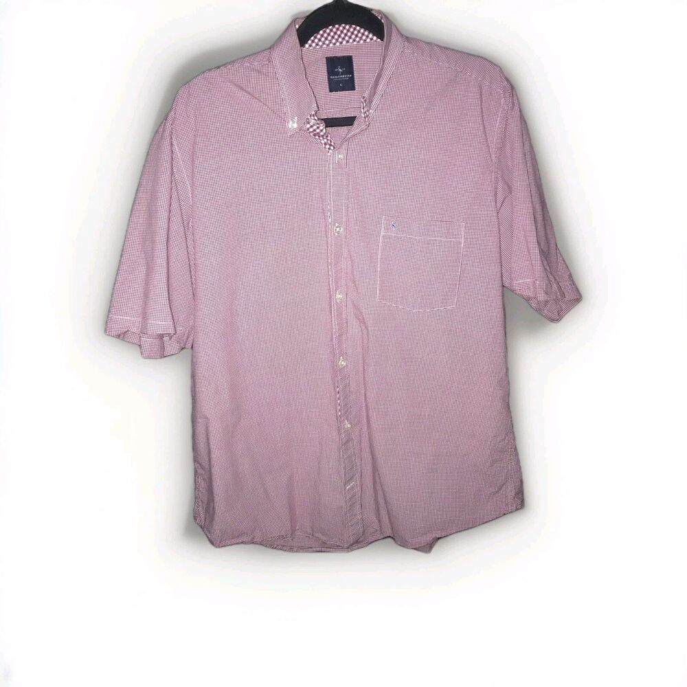 Tailorbyrd‎ 1930 Collection Gingham Check Button Down Shirt Large Short Sleeve